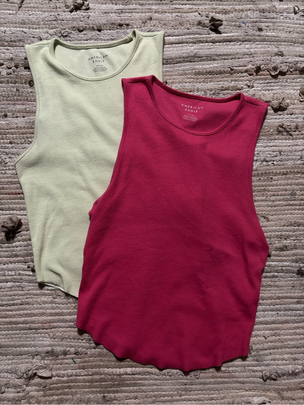 American Eagle Outfitters Ribbed Tank Top - Pink & Light Green